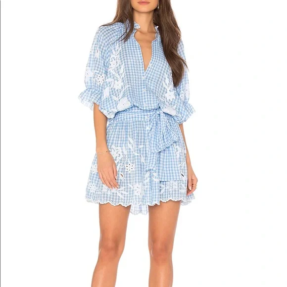 sachin and babi light blue dress Embroidered Gauze Dress